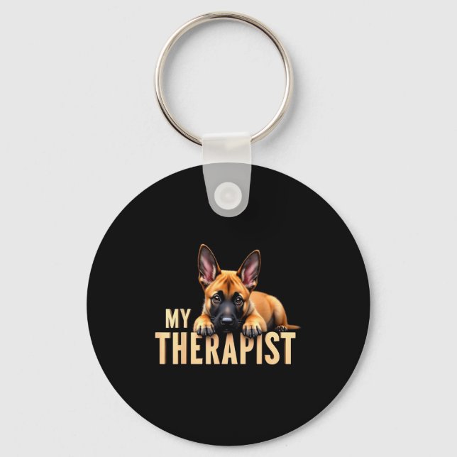 Funny Malinois Puppy My Therast Belgian Shepherd D Nyckelring (Framsida)