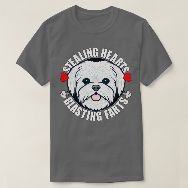 Funny maltesisk Stealing Hearts Blasting Farts Hun T Shirt (Design framsida)