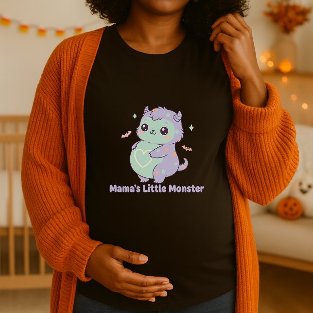 Funny Mamas Halloween Little Monster Cute Pregant T Shirt (Skapare uppladdad)