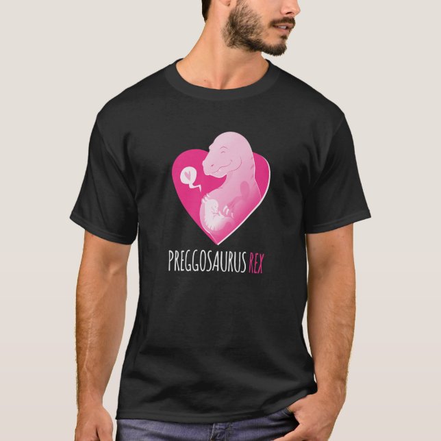 Funny Mamasaurus Trex Gravid Announcement Dinos T Shirt (Framsida)