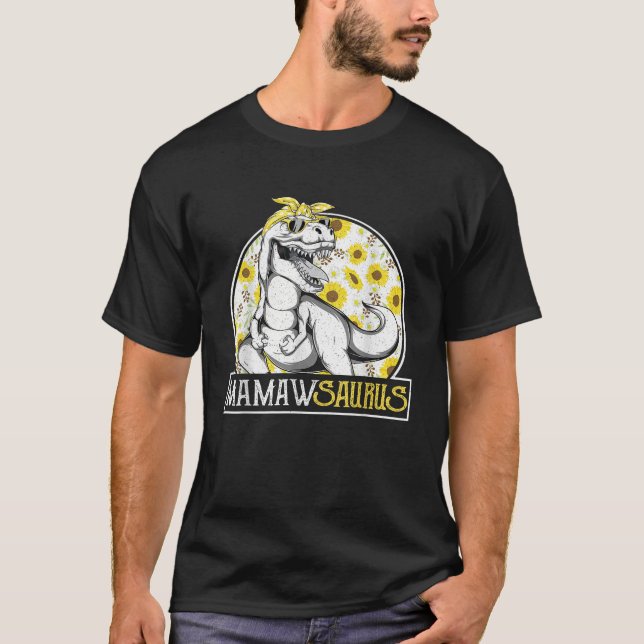 Funny Mamaw Saurus Solros T Shirt Dinosaur Gran (Framsida)