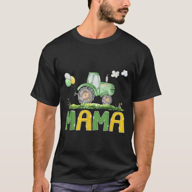 Funny Mamma Birthday Boy Tractor Farm Lastbil Matc T Shirt (Framsida)