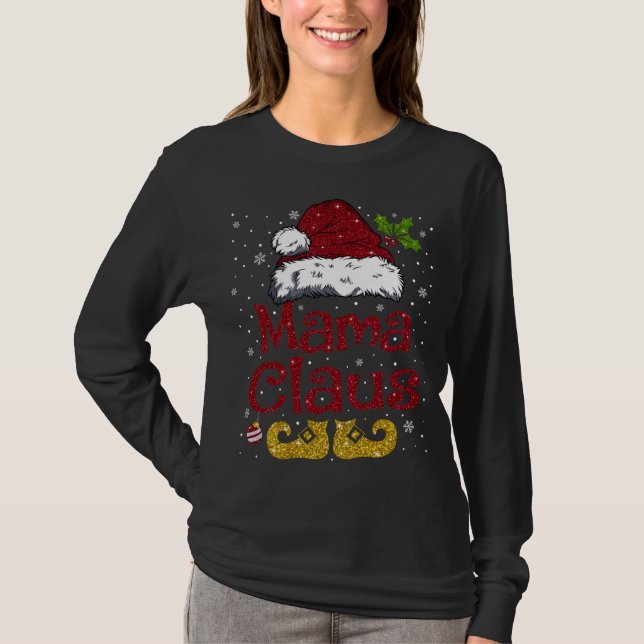 Funny Mamma Claus Matching Familjjultomten H T Shirt (Framsida)