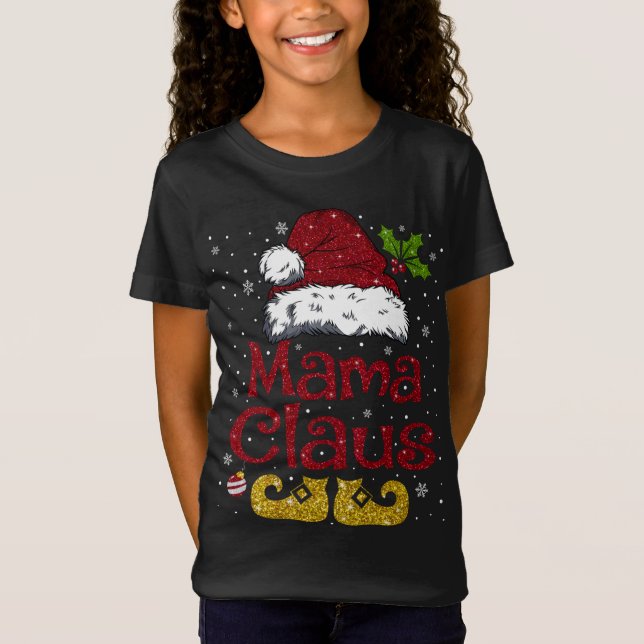 Funny Mamma Claus Matching Familjjultomten H T Shirt (Framsida)
