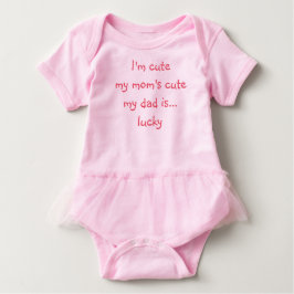 Funny Mamma Cute Pappa Lucky Girl Rosa Tutu T-shirt