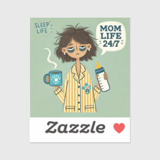 Funny Mamma Magnet - "Mamma Life 24/7" - Exhausted Klistermärken