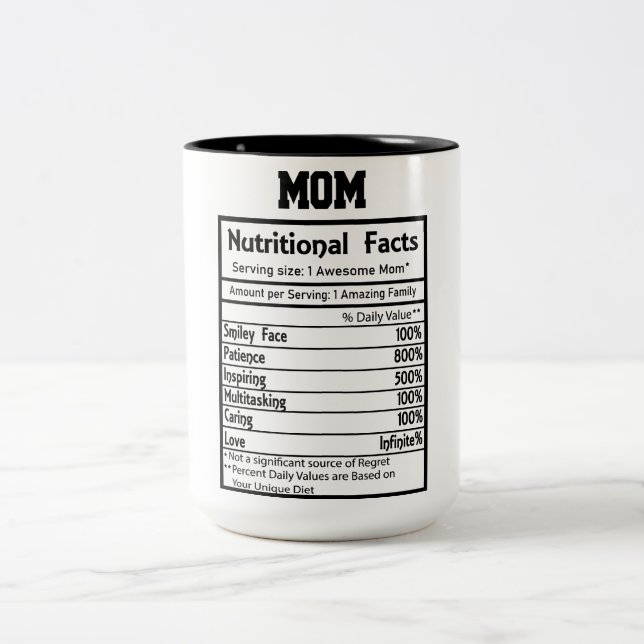 Funny Mamma Nutrition Facts Två-Tonad Mugg (Center)