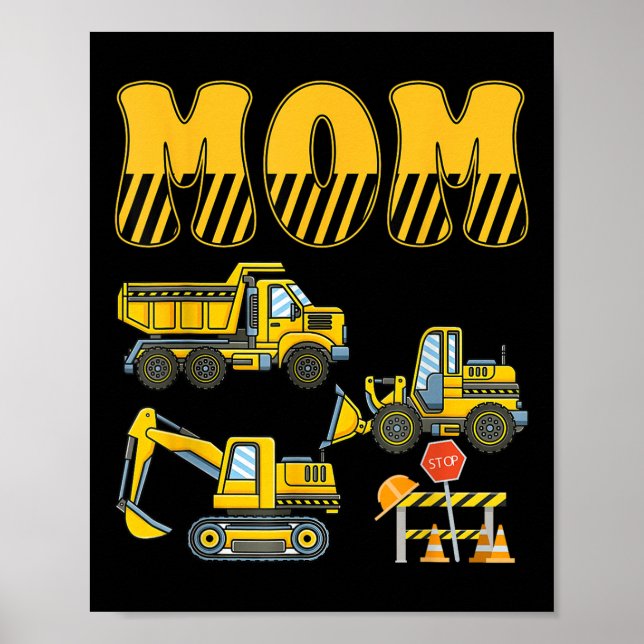 Funny Mamma Pappa Construction Excavator Kids Boy  Poster (Framsidan)
