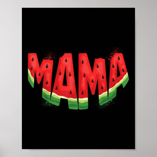Funny Mamma Watermelon Summer Fruit Family Matchin Poster (Framsidan)