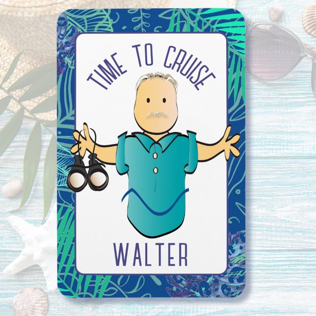 Funny Man Binoculars Tecknad för hans kryssningsdö Magnet (Skapare uppladdad)