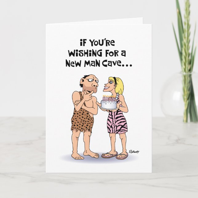 Funny Man Cave Birthday Card Kort (Framsida)