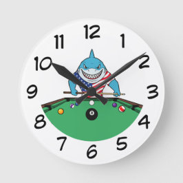 Funny Man Cave Pool Shark Wall Clocks Rund Klocka
