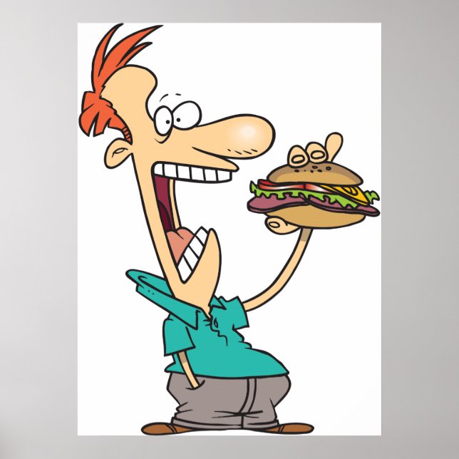 Funny Man Eating A Sandwich Poster (Framsidan)