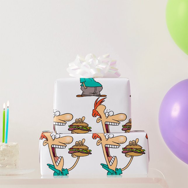 Funny Man Eating A Sandwich Presentpapper (Skapare uppladdad)