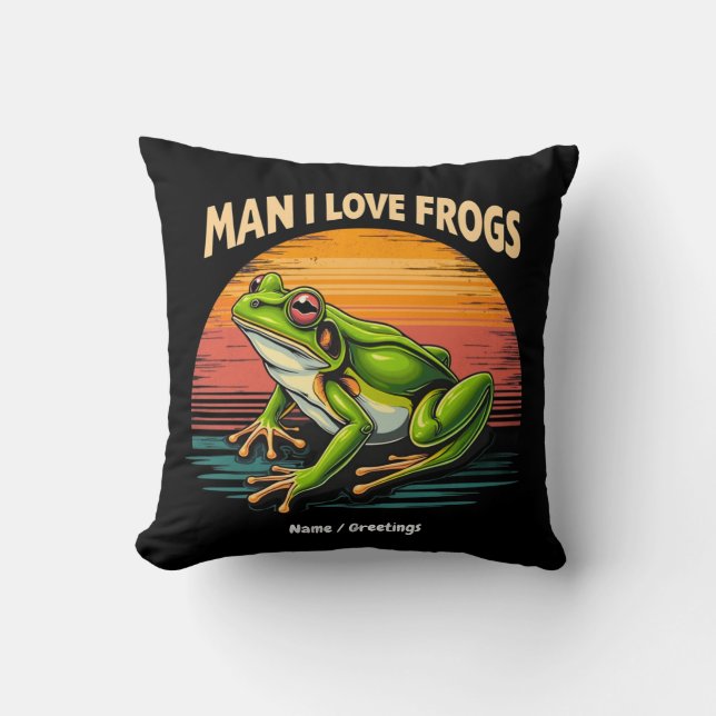 Funny Man I Kärlek Frogs Retro Frog Älskare Cute Kudde (Framsida)