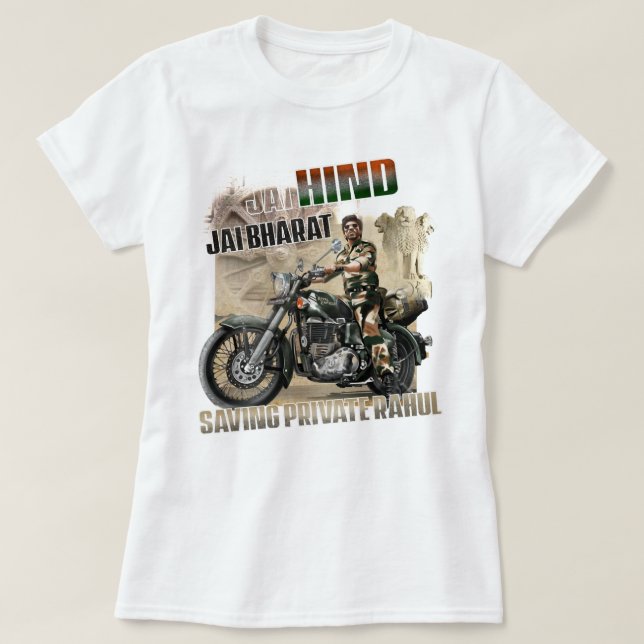 Funny Man Shahrukh Khan Digital Painting Jai Hind T Shirt (Design framsida)