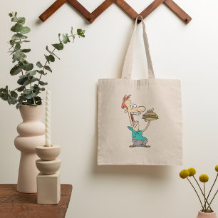 Funny Man som äter en sandwich Tote Bag Tygkasse