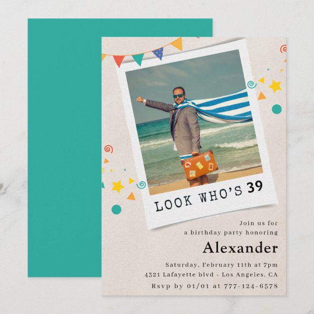 Funny Manar 39-årsinbjudningar Roligt Foto Inbjudningar (Fram/baksida)