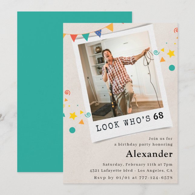 Funny Manar 68-årsinbjudningar Roligt Foto Inbjudningar (Fram/baksida)