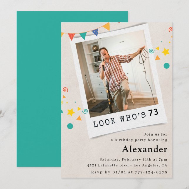 Funny Manar 73:e födelsedagsinbjudan Roligt Foto Inbjudningar (Fram/baksida)