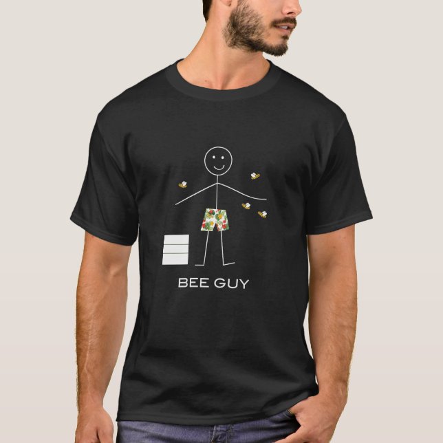 Funny Manar Bebiarmeper Stick Bee Guy T Shirt (Framsida)