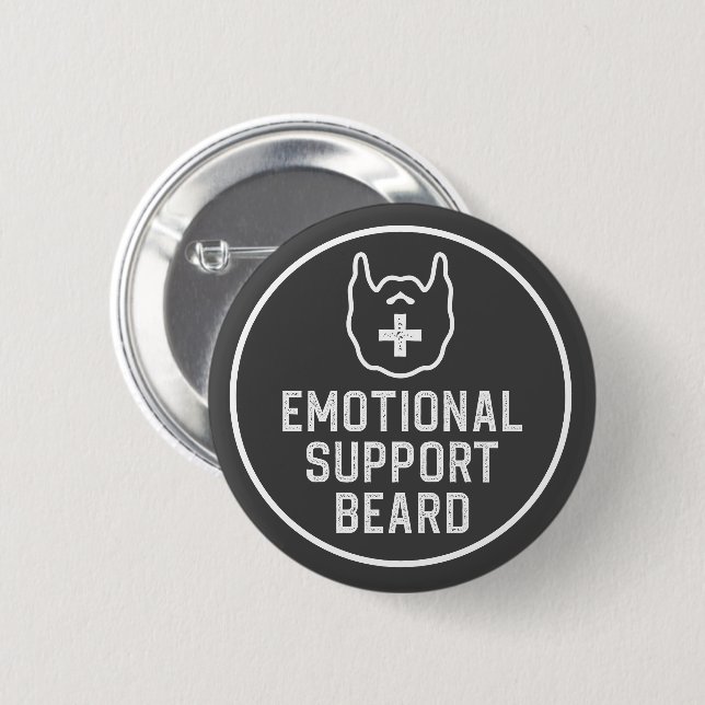 Funny Manar Emotional Support Beard Joke Gift Knapp (Framsida & baksida)