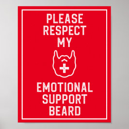 Funny Manar Emotional Support Beard Joke Gift Post Poster