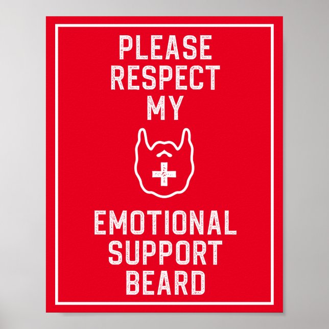 Funny Manar Emotional Support Beard Joke Gift Post Poster (Framsidan)