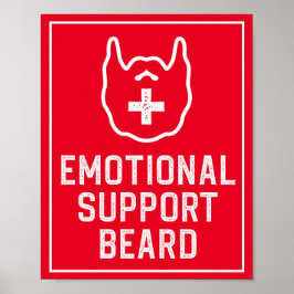 Funny Manar Emotional Support Beard Joke Gift Poster