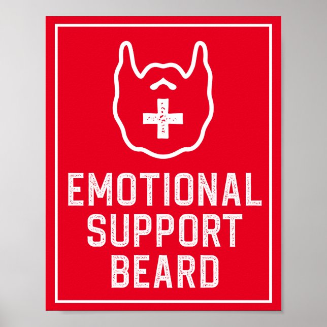 Funny Manar Emotional Support Beard Joke Gift Poster (Framsidan)