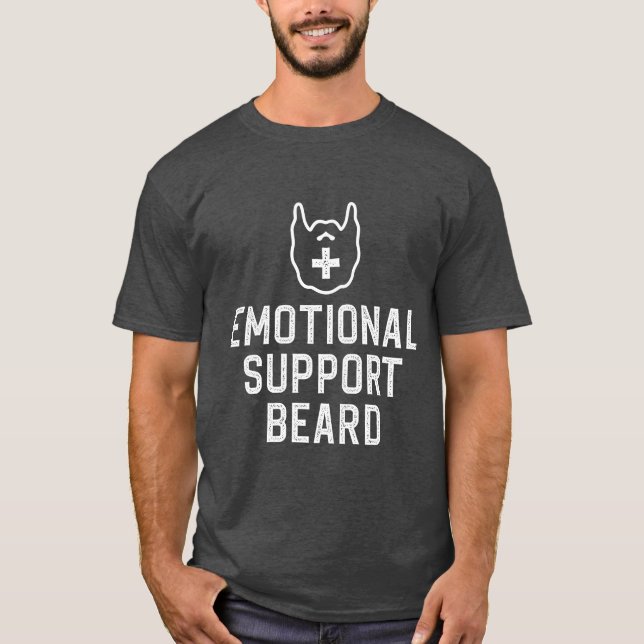 Funny Manar Emotional Support Beard Joke Gift T Shirt (Framsida)