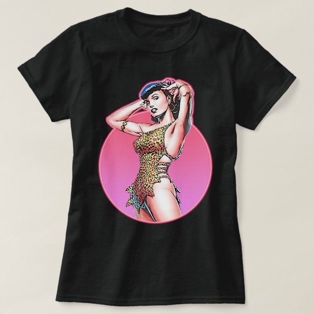 Funny Manar Illustration Pop Art Bettie Gta Leopar T Shirt (Design framsida)