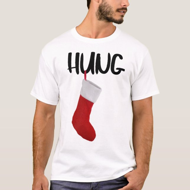 Funny Manar jul Stocking well Hung T-Shirt (Framsida)