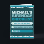 Funny Manar Namn Blue Checklist Profit Birthday Kort<br><div class="desc">Det här lustiga manar-födelsedagskortet innehåller en checklista med tre steg - 1. Ha episk födelsedag. 2 Ta emot kort fullt från pengarar. 3 Vinsten! Lägg till din kära namn och ålder för att anpassa den eller redigera all inslag i Zazzle-designen verktyg. ・ ・ För mer coola födelsedagskort, gå till min...</div>