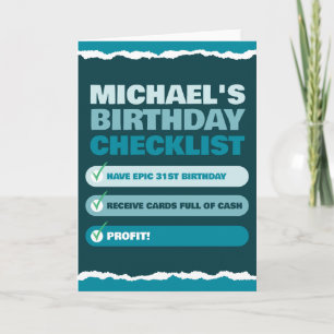 Funny Manar Namn Blue Checklist Profit Birthday Kort