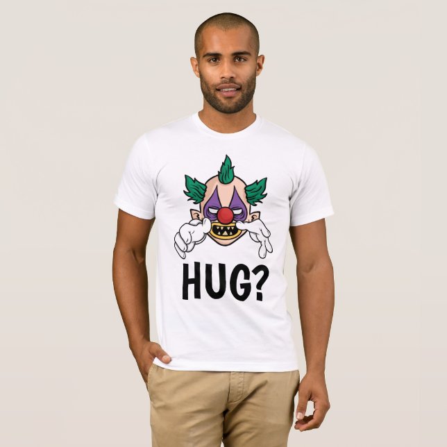 Funny Manar-shirts, Scary Clown Hug T Shirt (Hel framsida)