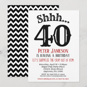 Funny Manar Surprise Party-inbjudan Black White Inbjudningar