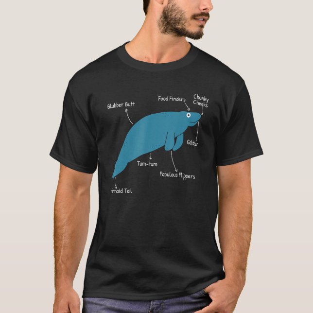 Funny Manatee Dugong och Sea Cow Anatomy T Shirt (Framsida)
