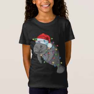 Funny Manatee i Santa Hat Manatee jul Pajam T Shirt