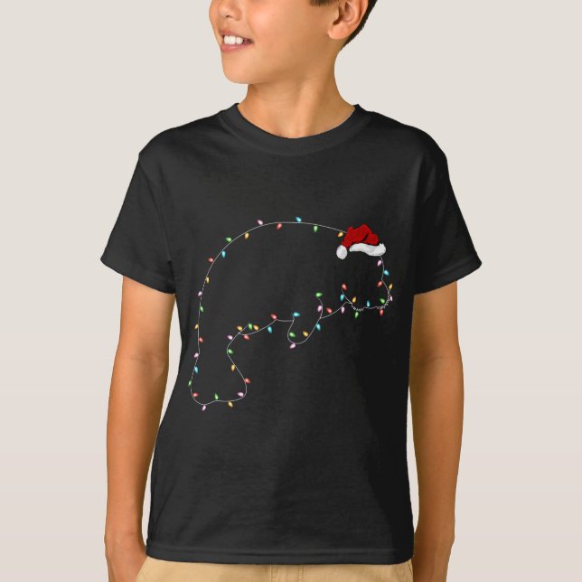Funny Manatee Julafton Lighting Santa Hat Manatee  T Shirt (Framsida)