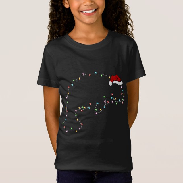 Funny Manatee Julafton Lighting Santa Hat Manatee  T Shirt (Framsida)