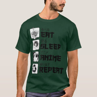 Funny Manga Teenagers Shirt Eat Sleep Anime Repeat T