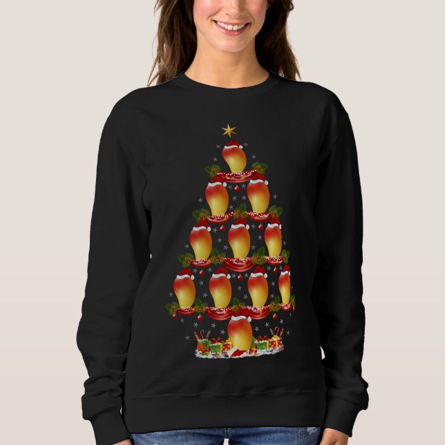 Funny Mango Fruit Julafton Träd Lighting Mango Chr T Shirt (Framsida)