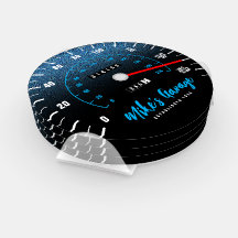 Funny Manly Car Odometer Speedometer Blue Glitter