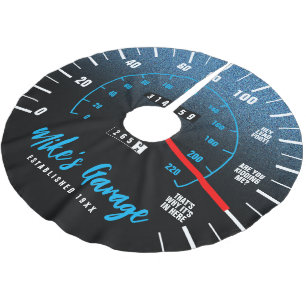 Funny Manly Car Odometer Speedometer Blue Glitter Julgransmatta Borstad Polyester