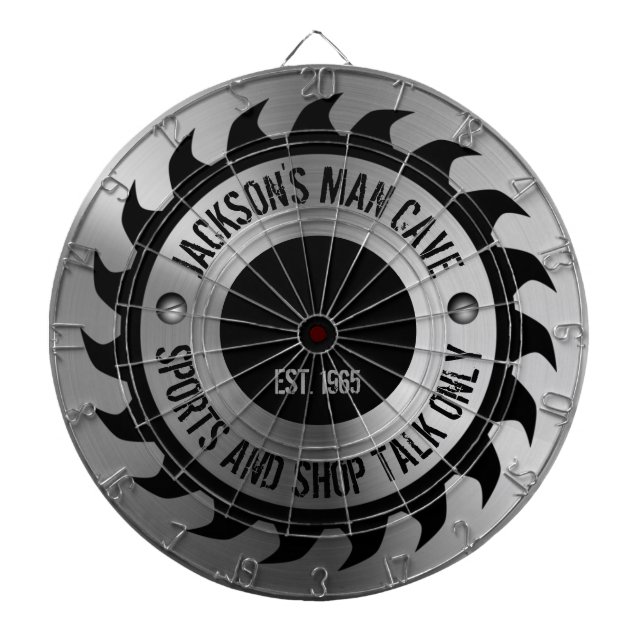 Funny Manly Man Cave Steel Circular Saw Blade Darttavla (Framsidan)