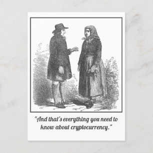 Funny Mansplaining Cryptocurrency Postcard Vykort