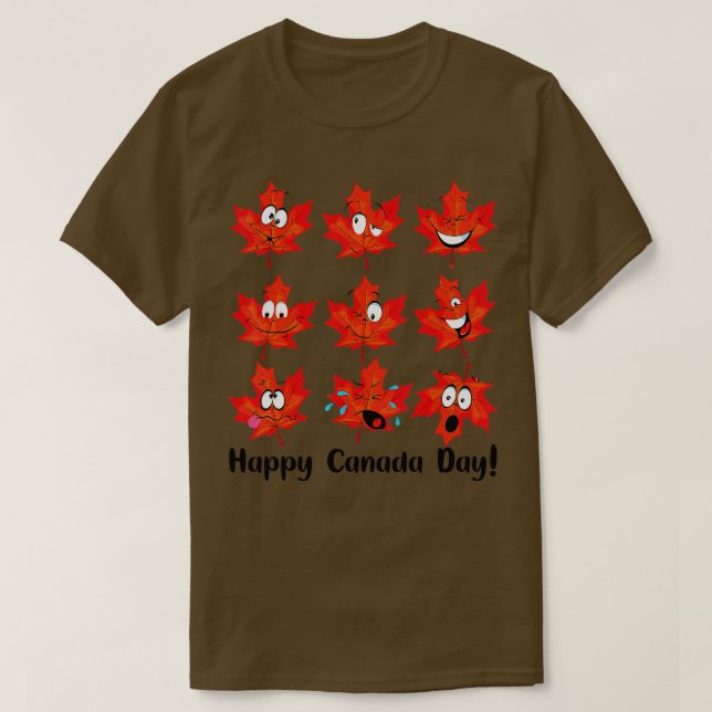 Funny Maple Löv Canadian Flagga Kanada Lycklig Kan T Shirt (Design framsida)