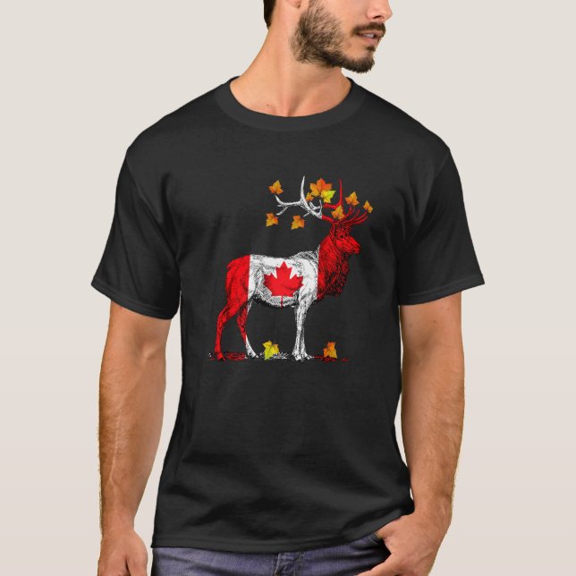 Funny Maple Löv Moose Canadian Flagga Pride Kärlek T Shirt (Framsida)