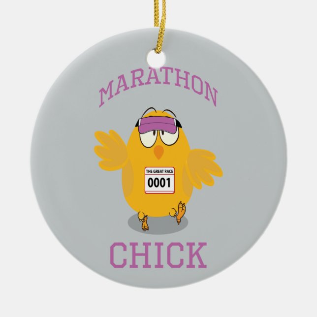 Funny Marathon Chick Julgransprydnad Keramik (Framsidan)